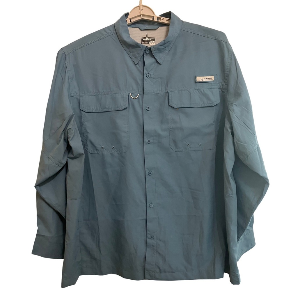 Habit Fishing Shirt Mens 2XL Bluestone UPF Ventilated Long Sleeve